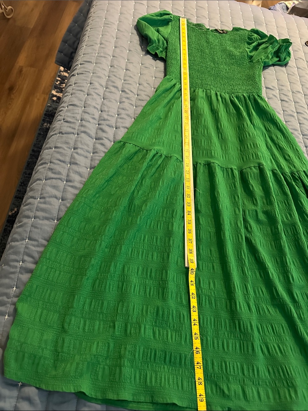 Fashion Nova Emerald Green Maxi Dress with Puff Sleeves - Picture 8 of 10
